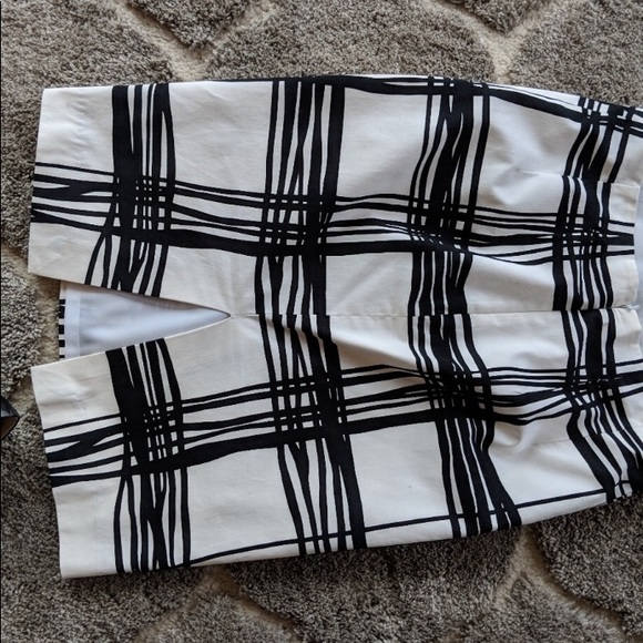 Express black white stripe grid plaid midi skirt - Picture 3 of 3